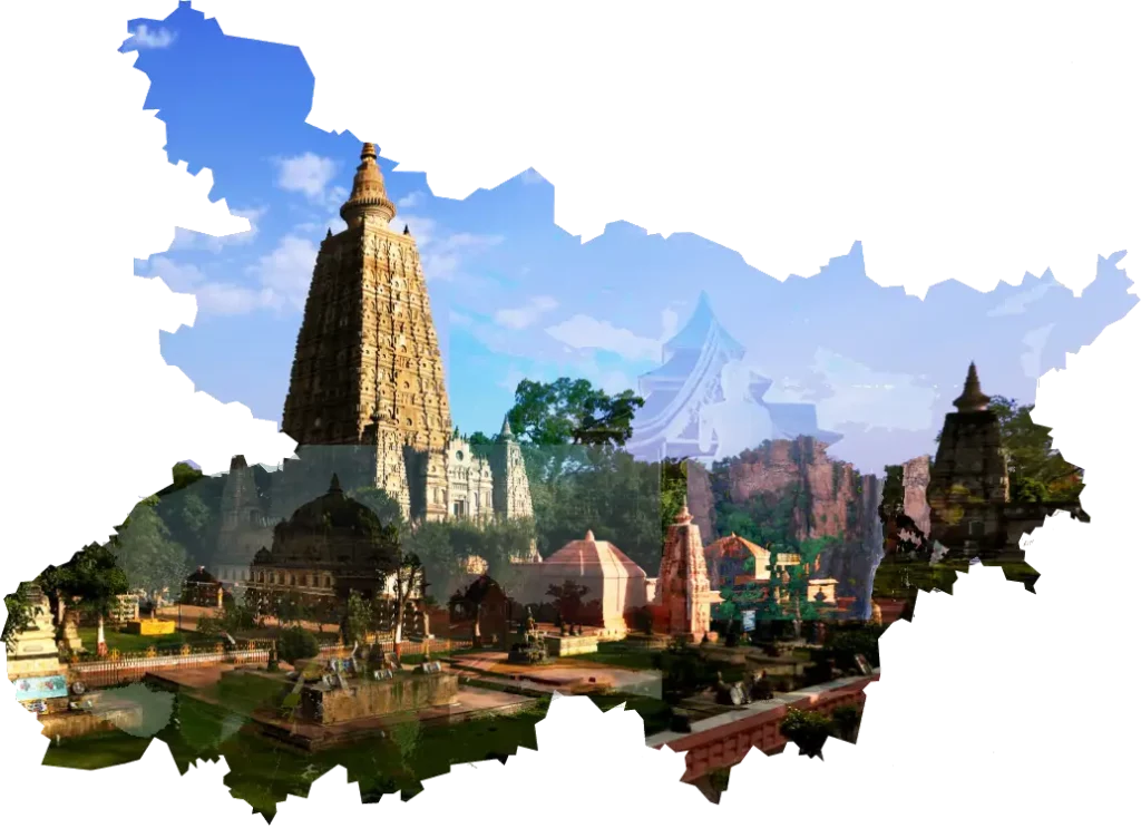 Bihar's Top Destinations Map - Your Gateway to Tourist Marvels on BlissfulBihar.com.