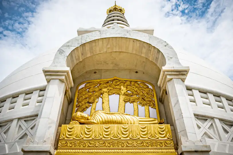 Vishwa Shanti Stupa Sculpture - Artistic Tribute in Nalanda